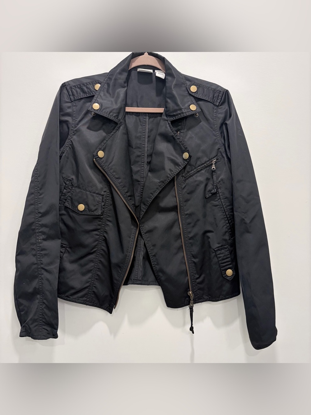 Kim Rogers Women’s Black Moto Jacket Small Lightweight Full Zip Biker Style